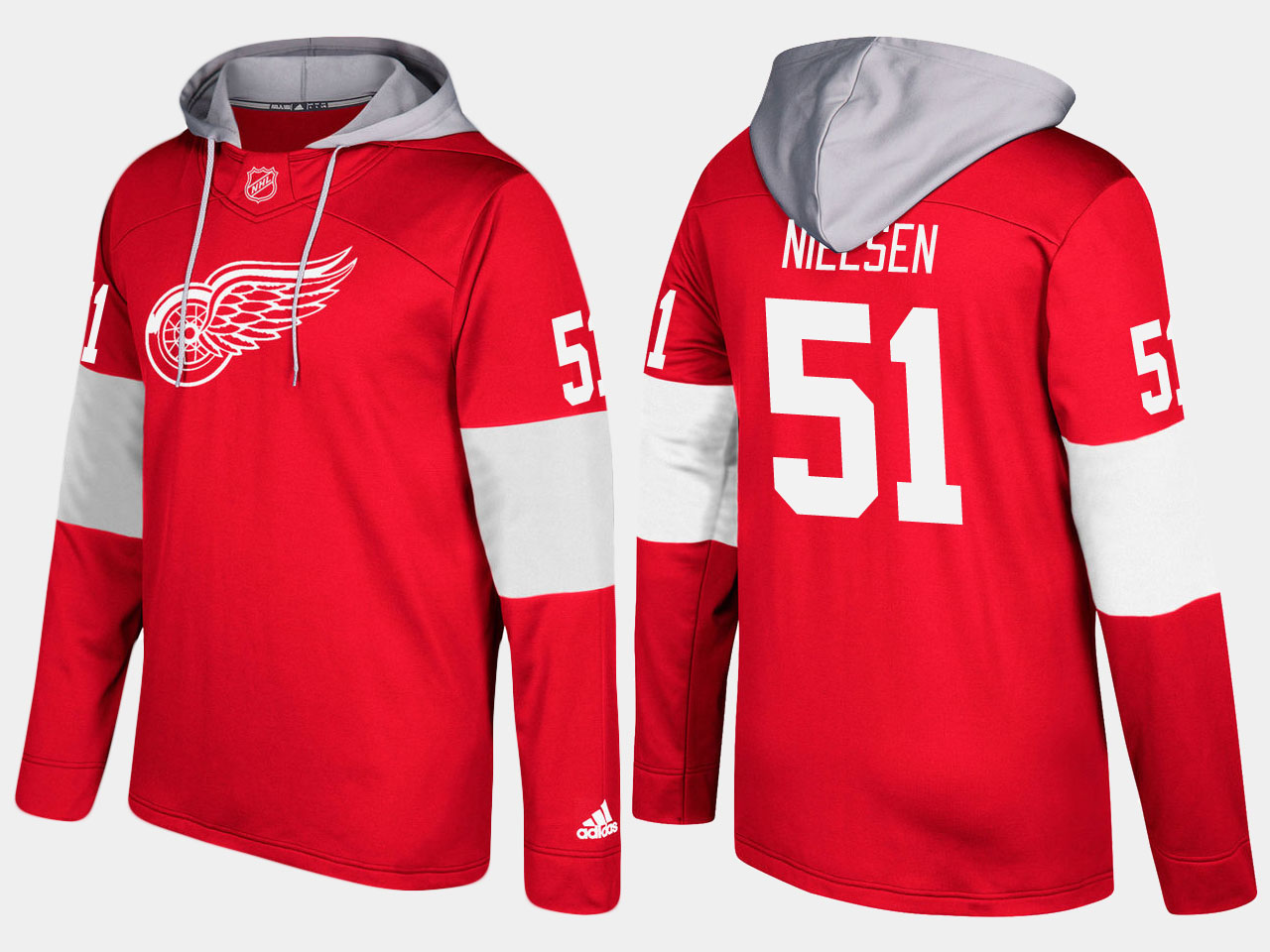 NHL Men Detroit red wings #51 frans nielsen red hoodie->detroit red wings->NHL Jersey